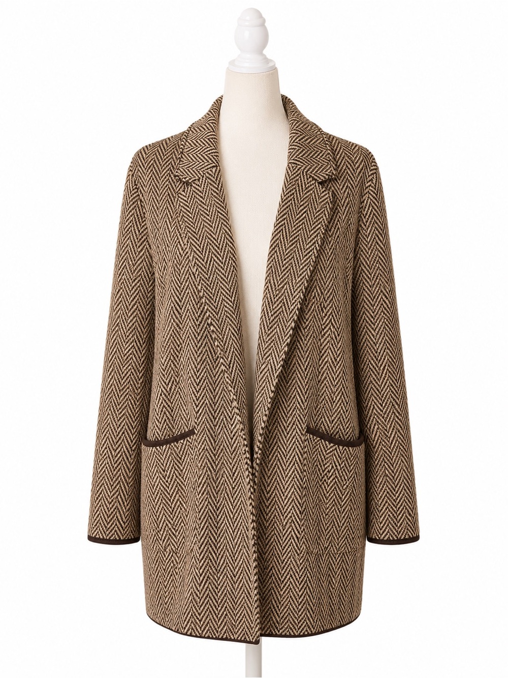 J.Crew Herringbone Sweater Blazer Cardigan Women’s Small Brown Merino Wool NWT